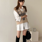 Summer Knit Crop Check Vest