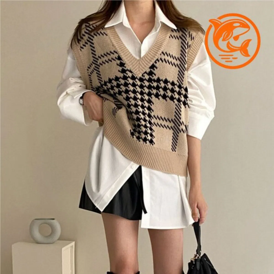 Summer Knit Crop Check Vest