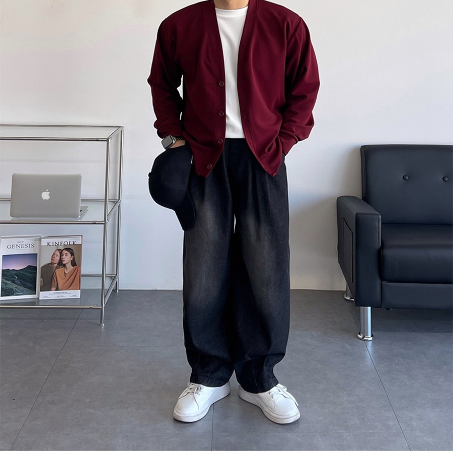 V-Neck Oversized Plain Cardigan (Mid-Season Bestseller)