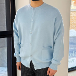 Loose Fit Round Neck Cardigan with Outpockets