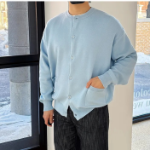 Loose Fit Round Neck Cardigan with Outpockets