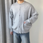 Loose Fit Round Neck Cardigan with Outpockets