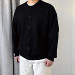 Loose Fit Round Neck Cardigan with Outpockets