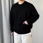 Loose Fit Round Neck Cardigan with Outpockets