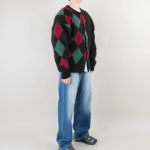 Argyle Pattern Knit Cardigan