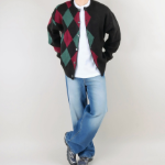 Argyle Pattern Knit Cardigan