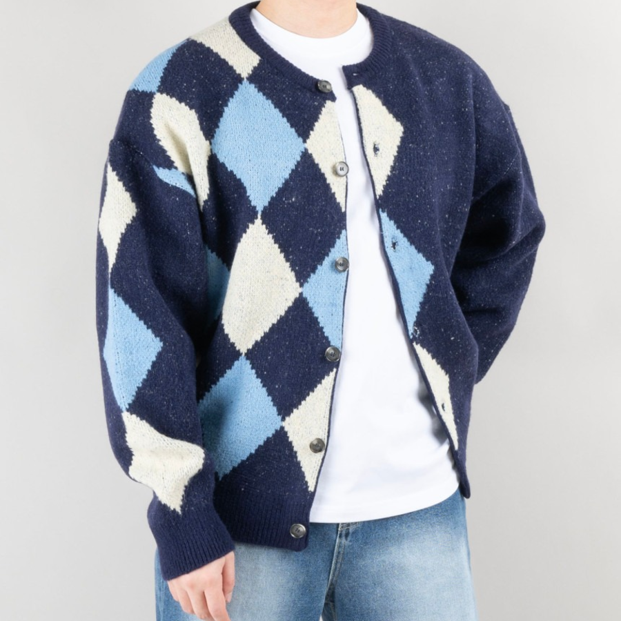 Argyle Pattern Knit Cardigan