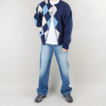 Argyle Pattern Knit Cardigan