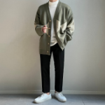 Argyle V-Neck Oversized Knit Cardigan