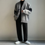 Argyle V-Neck Oversized Knit Cardigan