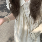 Мини-платье с пышными рукавами и отложным воротником