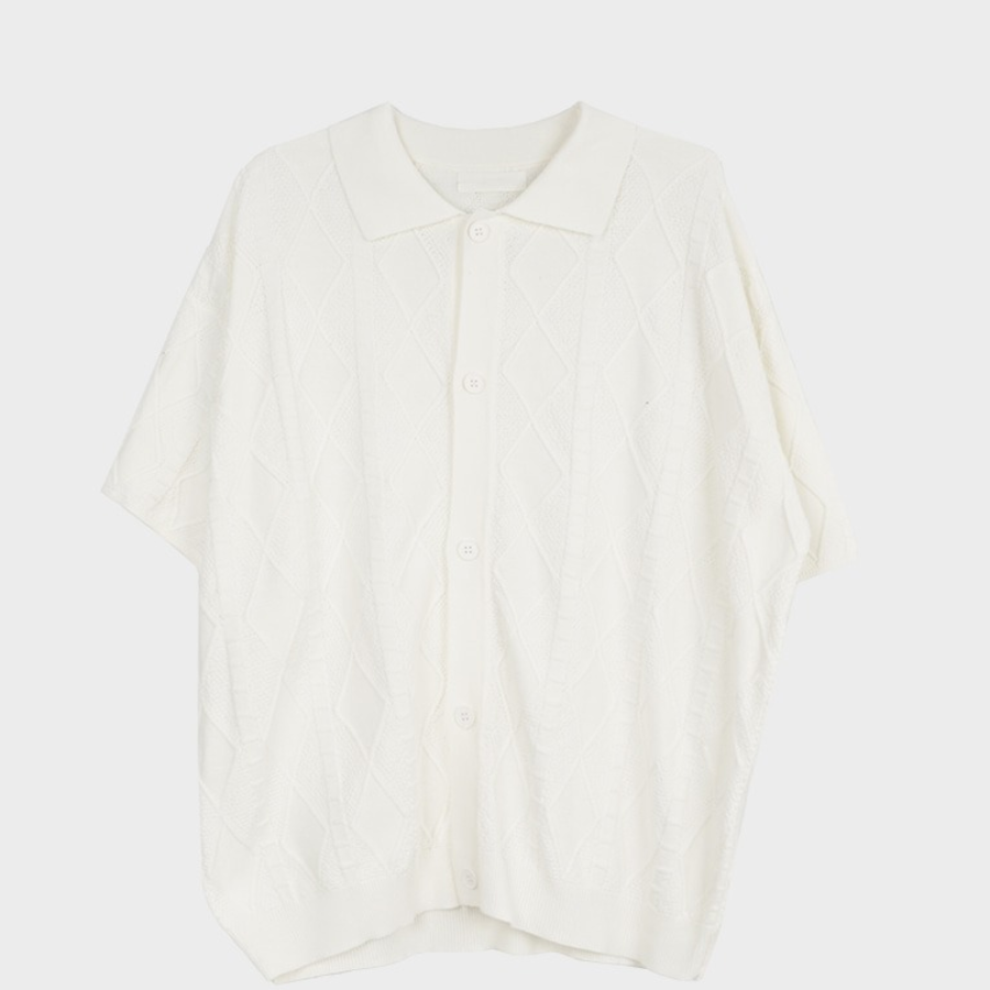 Crazy Diamond Collar Knit Short-Sleeve Cardigan