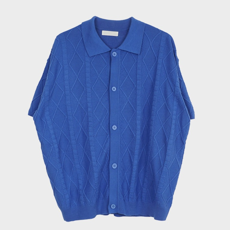 Crazy Diamond Collar Knit Short-Sleeve Cardigan