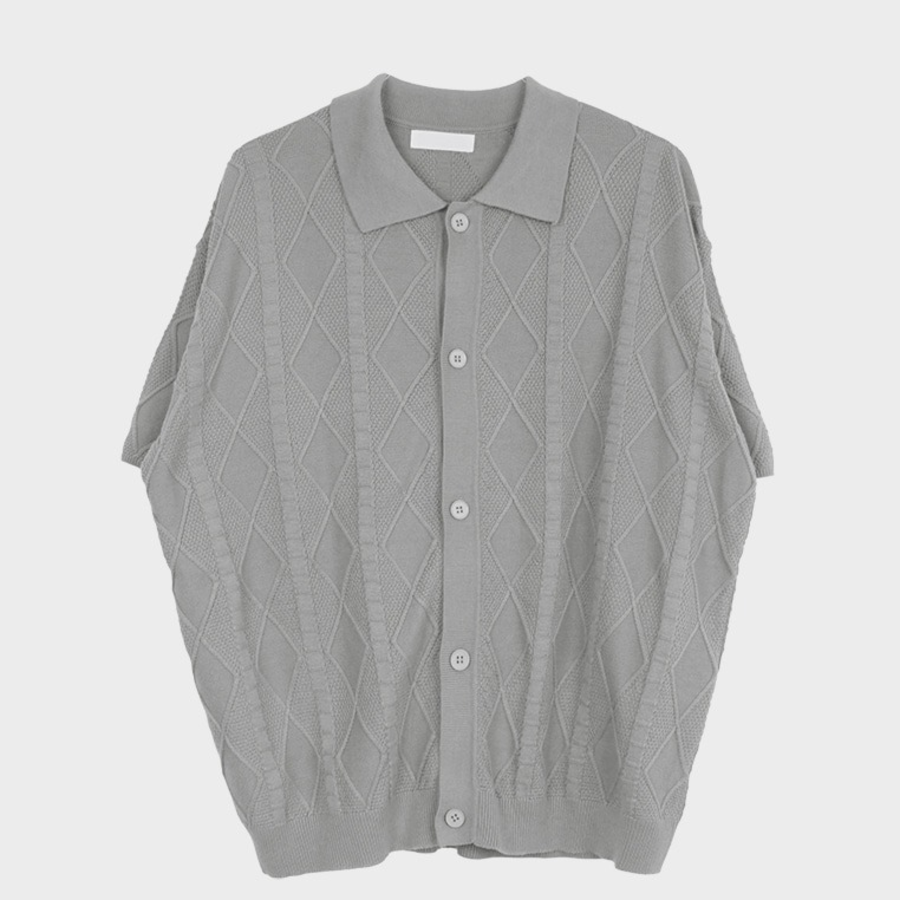 Crazy Diamond Collar Knit Short-Sleeve Cardigan