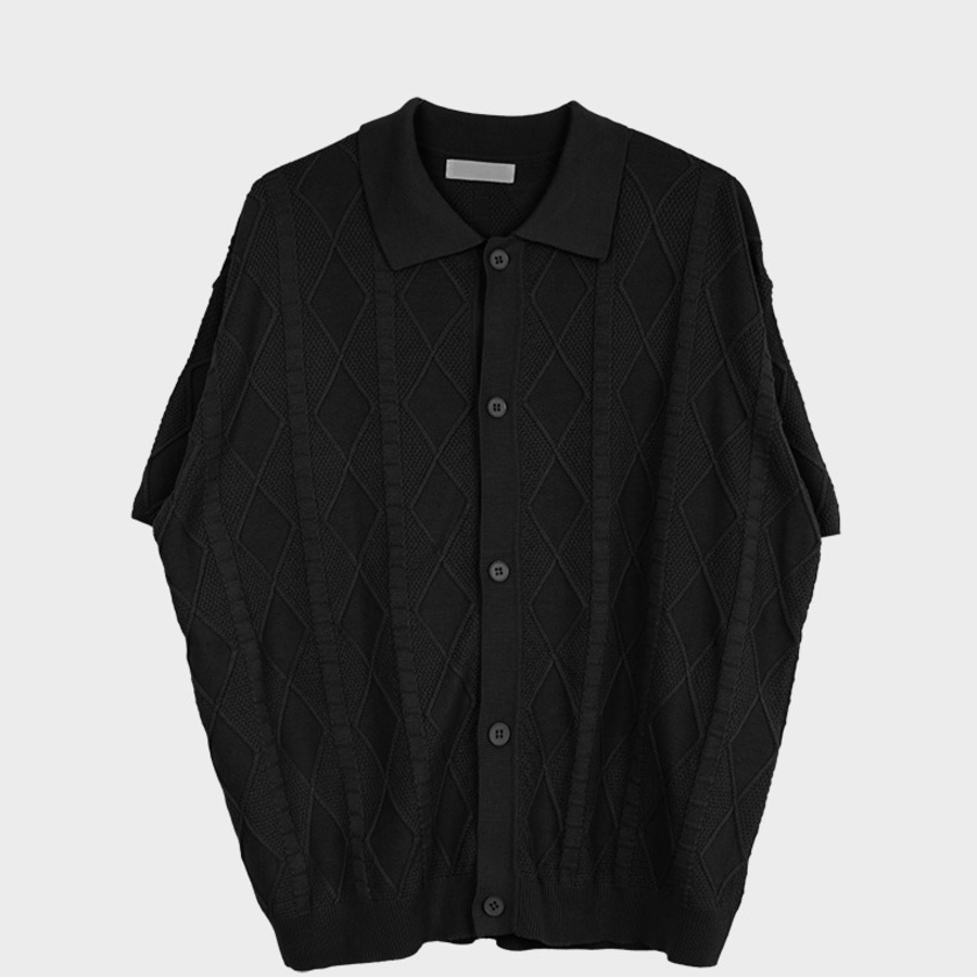 Crazy Diamond Collar Knit Short-Sleeve Cardigan