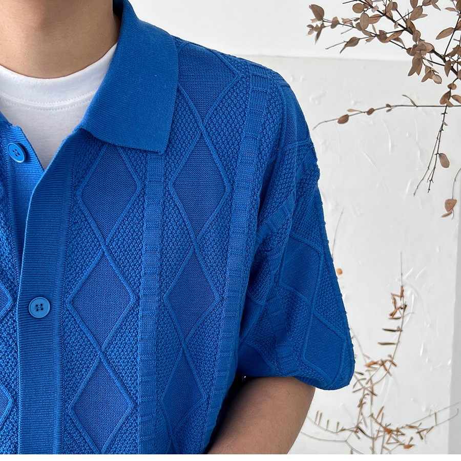 Crazy Diamond Collar Knit Short-Sleeve Cardigan