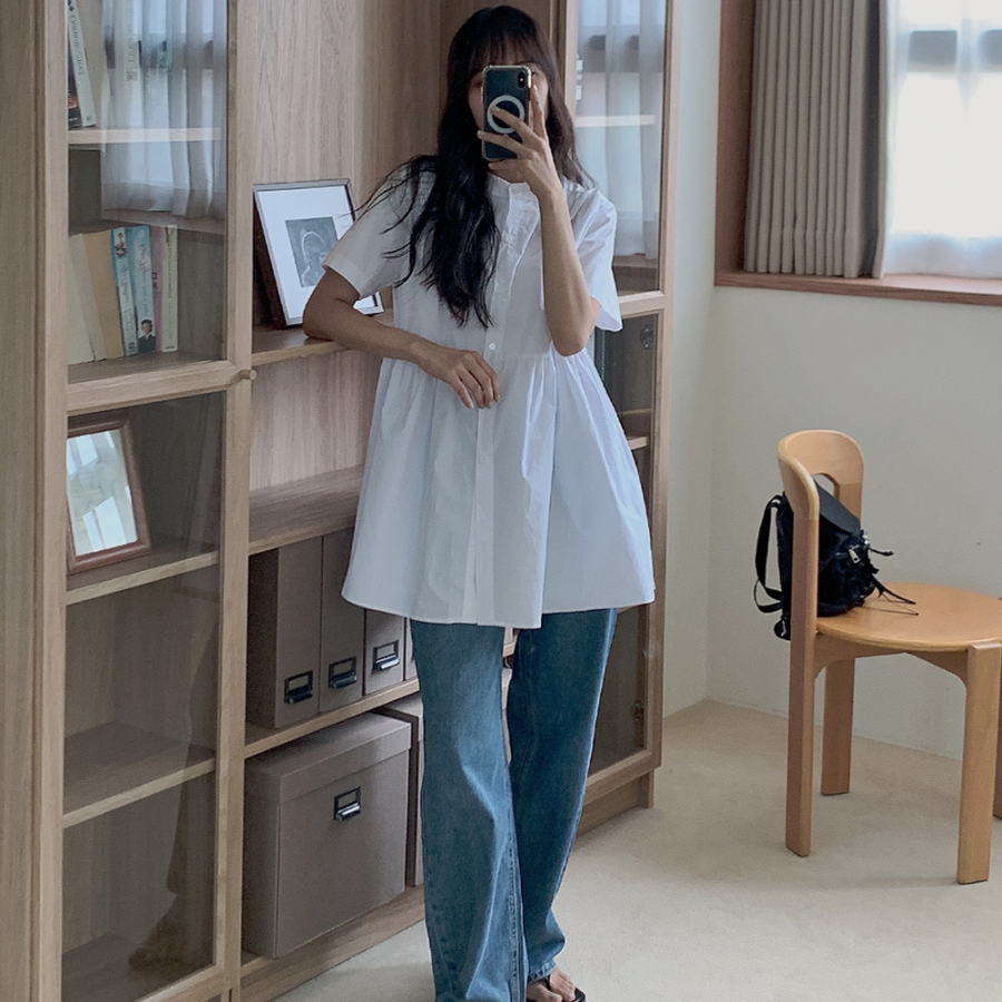 Мини-платье с эффектом многослойности и съёмной блузкой