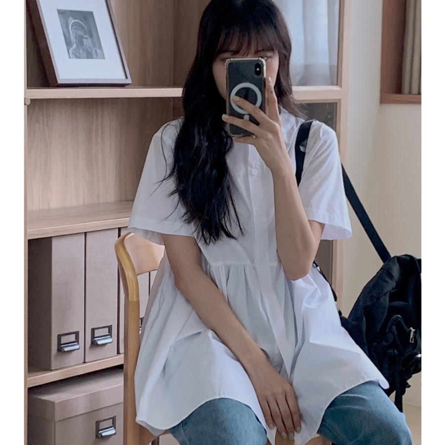 Мини-платье с эффектом многослойности и съёмной блузкой