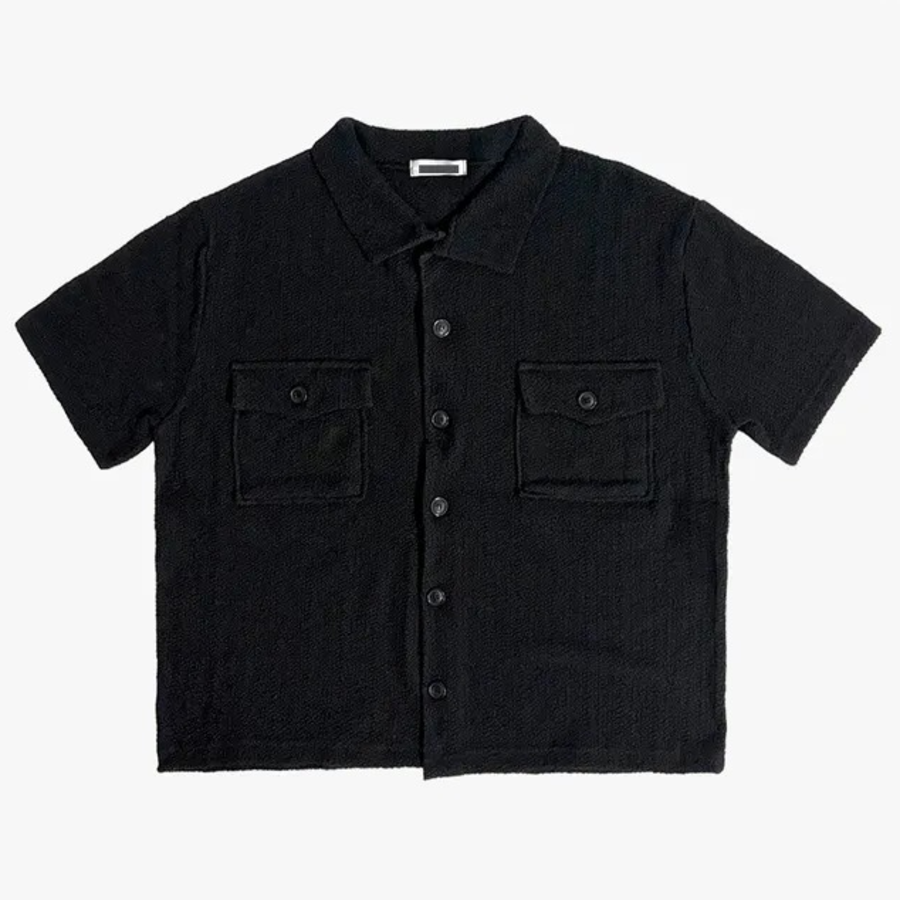 Odd Two-Pocket Linen Short-Sleeve Cardigan