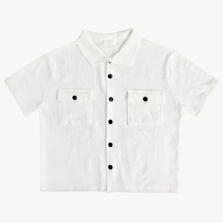 Odd Two-Pocket Linen Short-Sleeve Cardigan