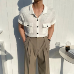 Odd Two-Pocket Linen Short-Sleeve Cardigan