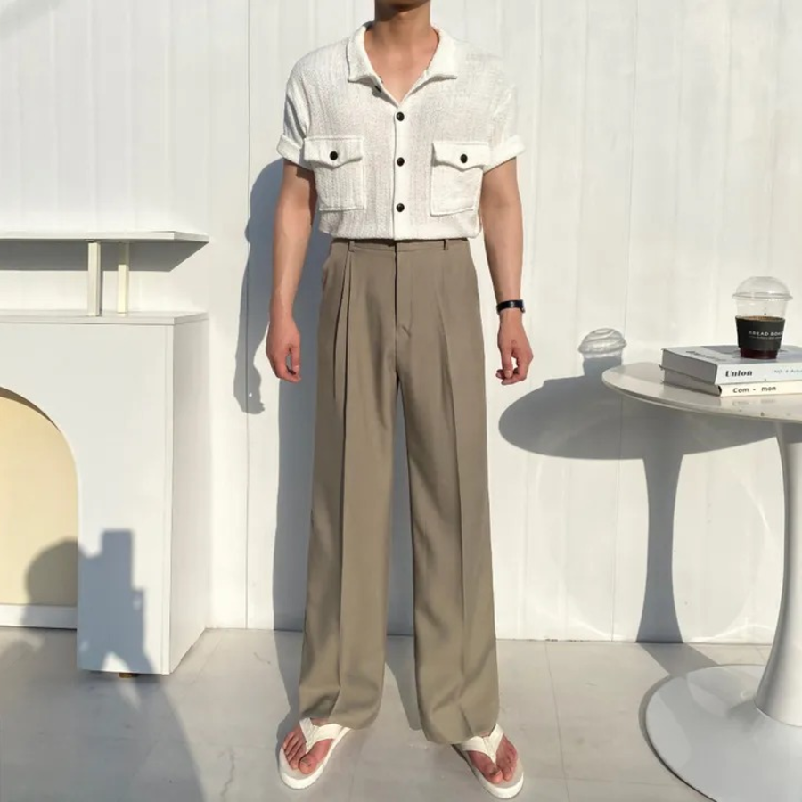 Odd Two-Pocket Linen Short-Sleeve Cardigan