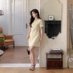 Классическое твидовое платье с короткими рукавами