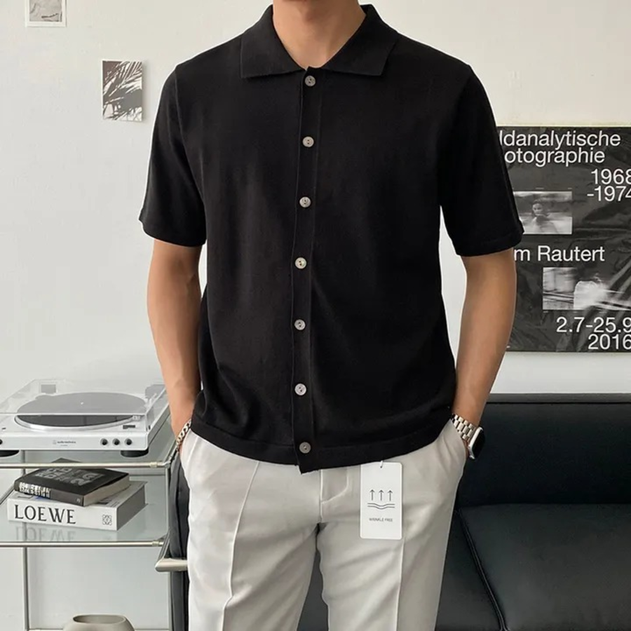 Ice Cooling Collar Short-Sleeve Knit Cardigan