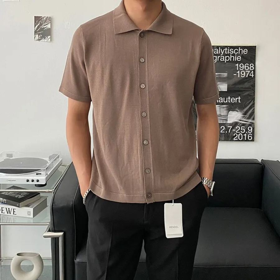 Ice Cooling Collar Short-Sleeve Knit Cardigan