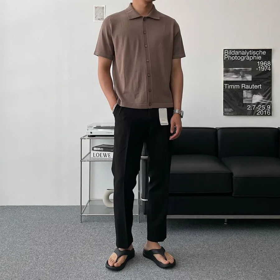 Ice Cooling Collar Short-Sleeve Knit Cardigan