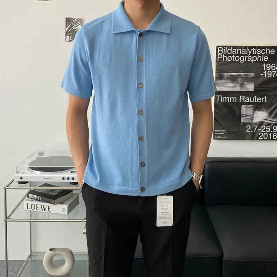 Ice Cooling Collar Short-Sleeve Knit Cardigan