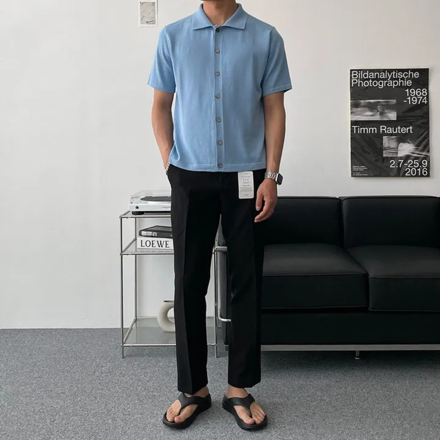 Ice Cooling Collar Short-Sleeve Knit Cardigan