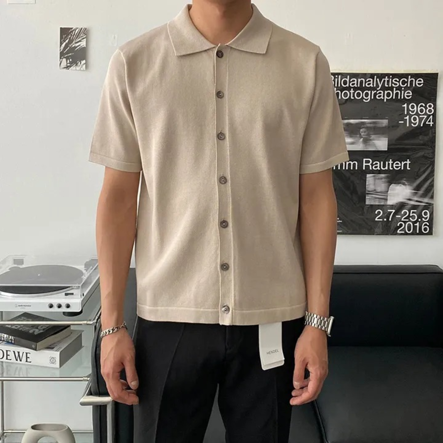 Ice Cooling Collar Short-Sleeve Knit Cardigan