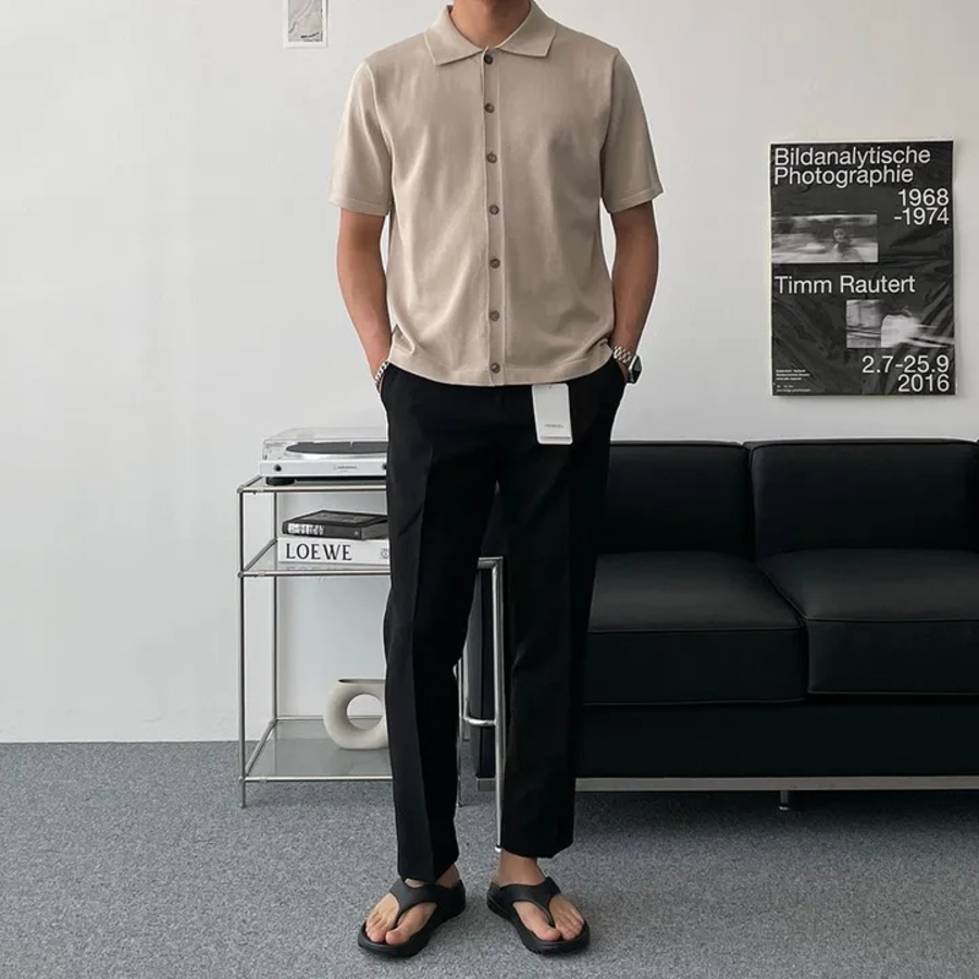 Ice Cooling Collar Short-Sleeve Knit Cardigan