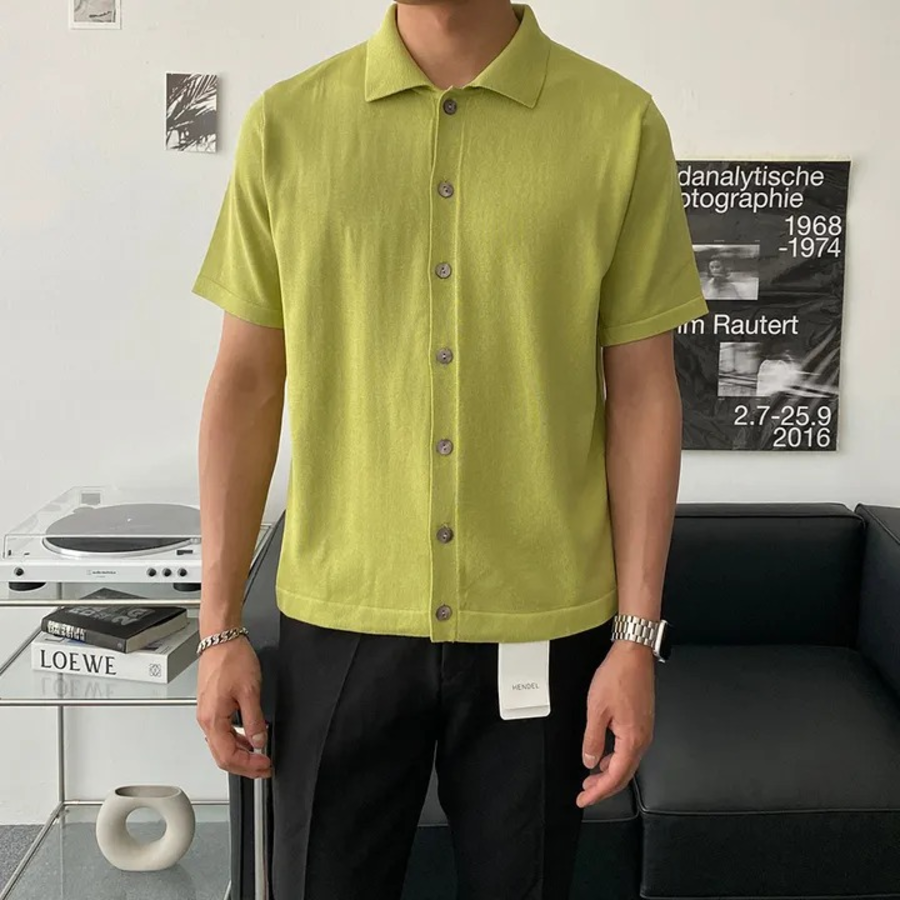 Ice Cooling Collar Short-Sleeve Knit Cardigan