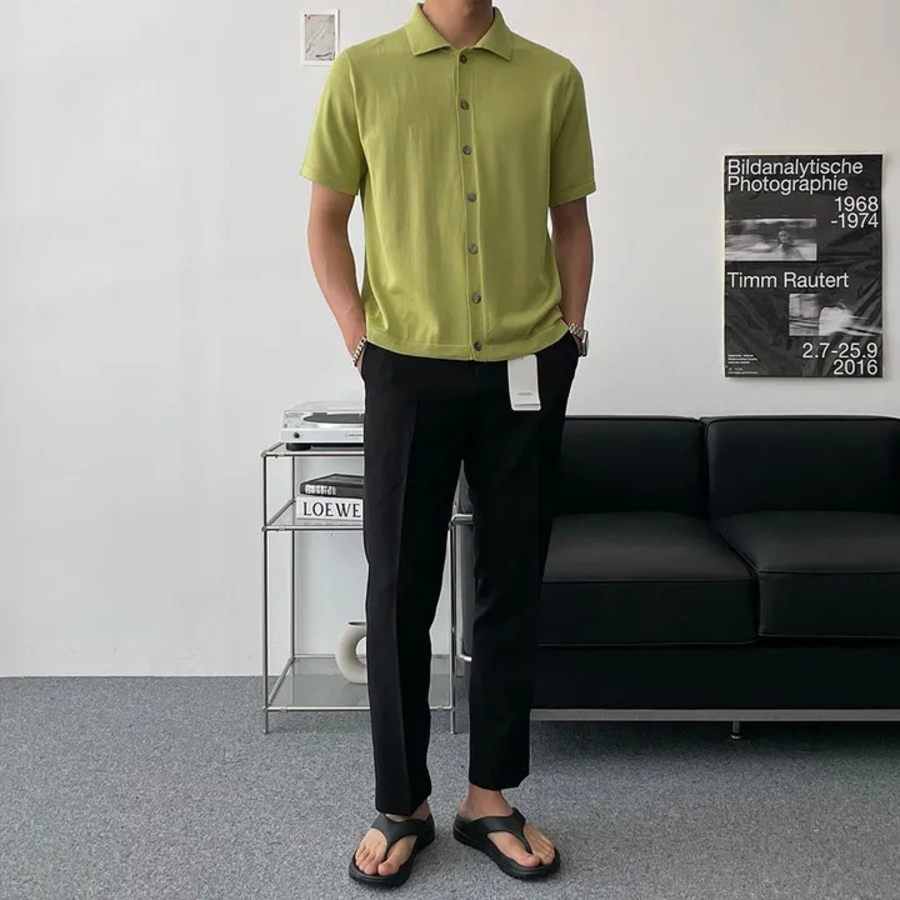 Ice Cooling Collar Short-Sleeve Knit Cardigan