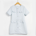 S-Небесно-голубой-Мини-платье