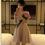 S-Розовый-Миди-платье