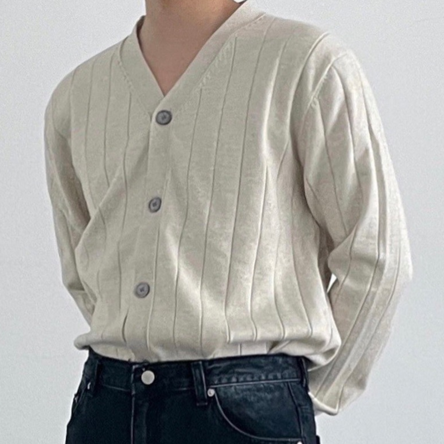 Ribbed V-Neck Cardigan