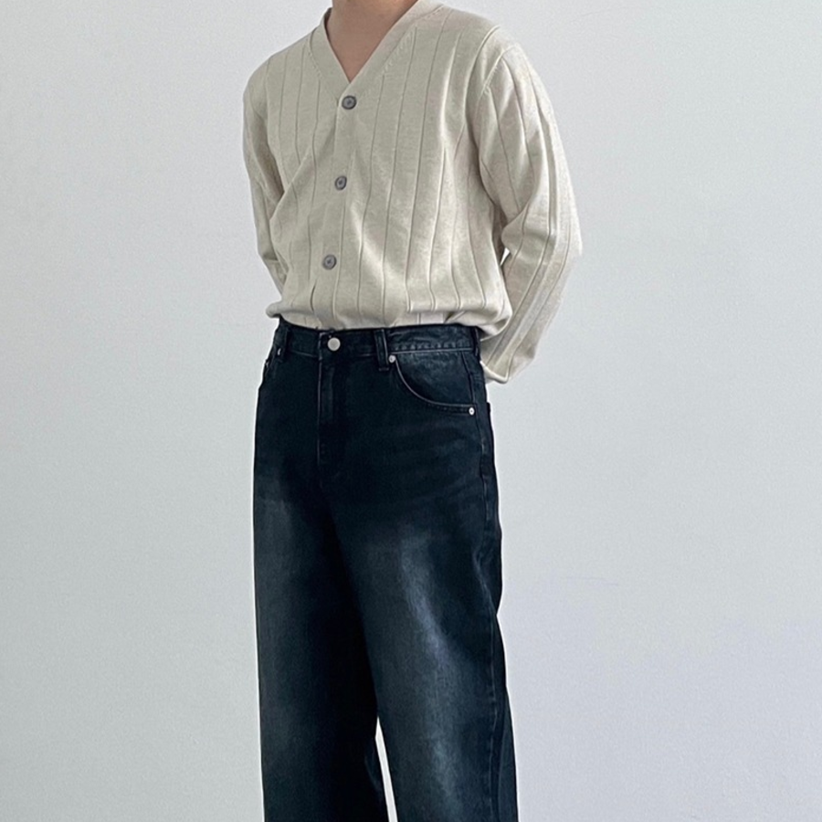 Ribbed V-Neck Cardigan