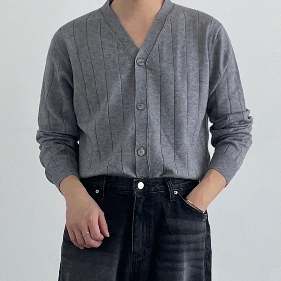 Ribbed V-Neck Cardigan