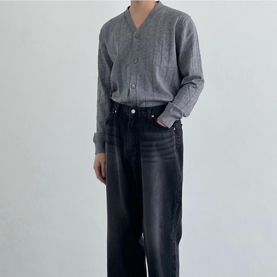 Ribbed V-Neck Cardigan