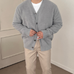 V-Neck Angora Mohair Cardigan