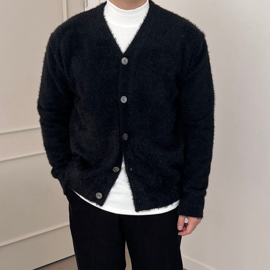 V-Neck Angora Mohair Cardigan