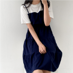 Платье с короткими рукавами и плиссировкой