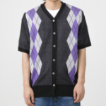 Argyle Short-Sleeve Cardigan
