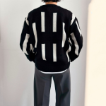 Lian Stick Pattern Oversized V-Neck Cardigan