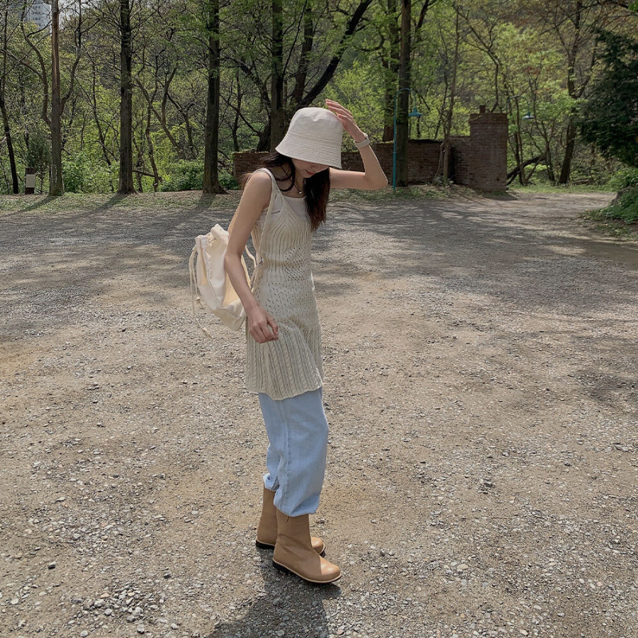 Ажурное вязаное платье-бюстье в стиле “взбитых сливок”