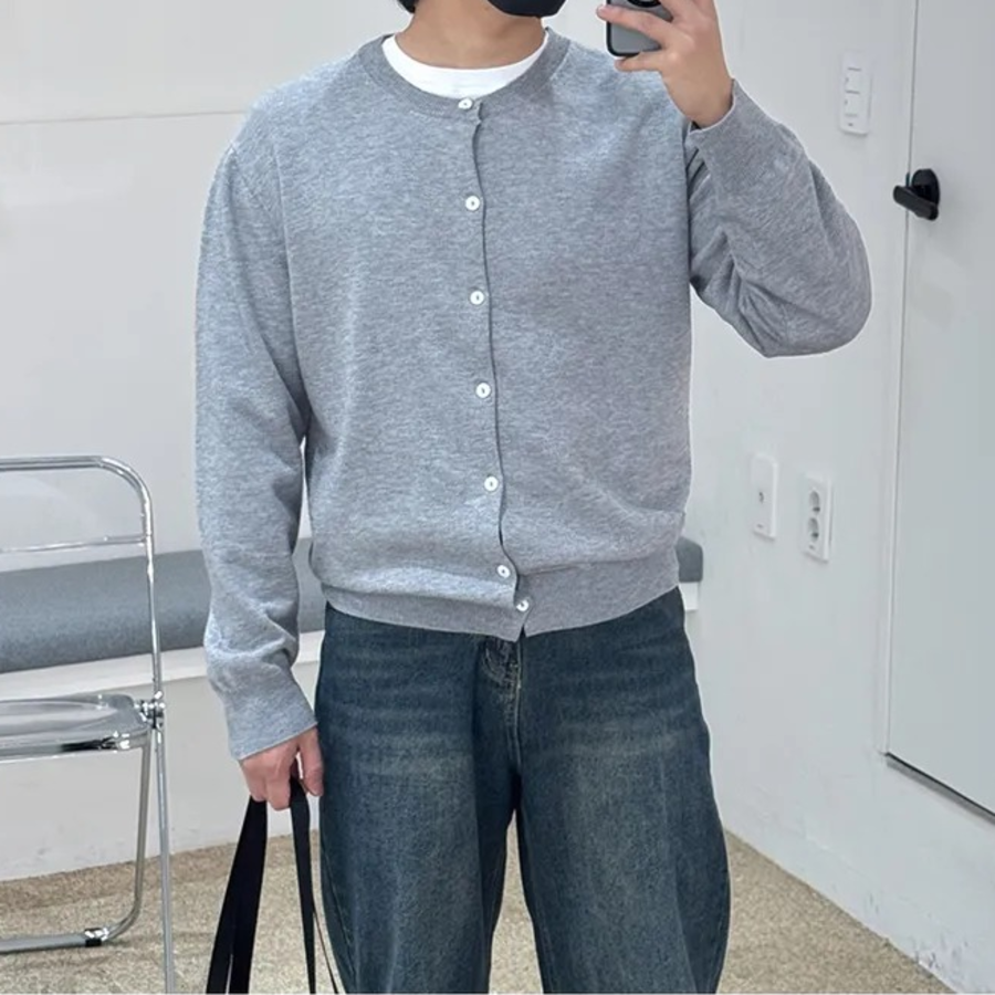 Washable Round Neck Cardigan