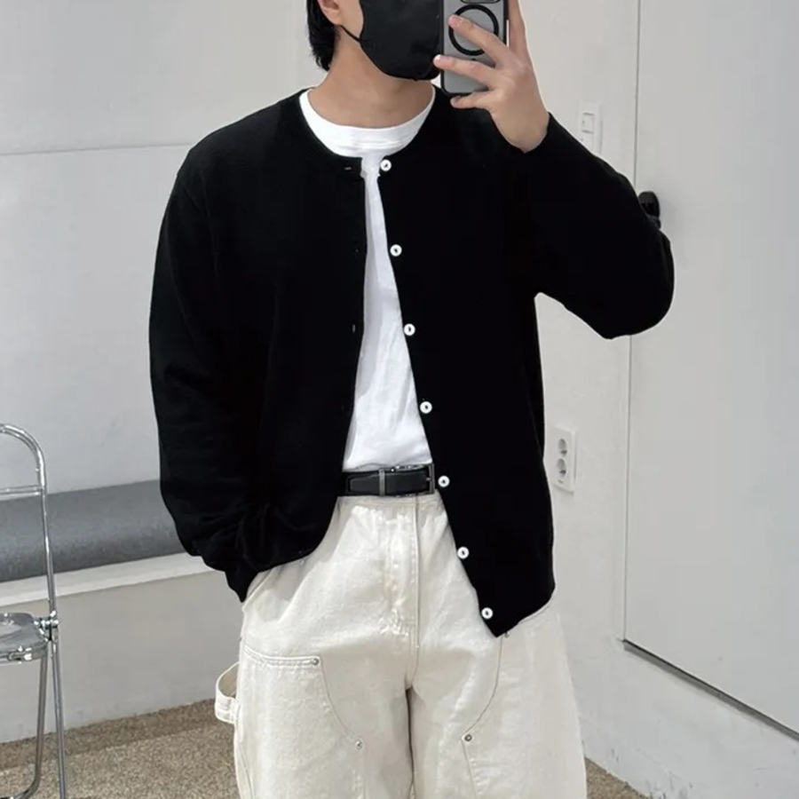 Washable Round Neck Cardigan